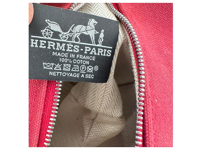 Borsa Hermès Small Toile Bride-A-Brac in tela bordeaux Rosso Bordò - vista 15