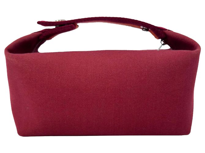Borsa Hermès Small Toile Bride-A-Brac in tela bordeaux Rosso Bordò - vista 3