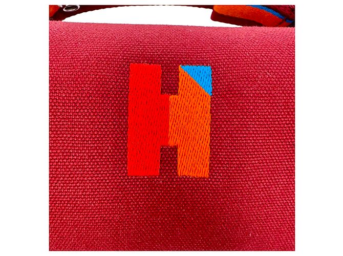 Borsa Hermès Small Toile Bride-A-Brac in tela bordeaux Rosso Bordò - vista 5
