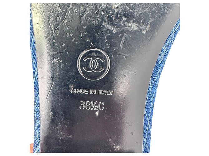 Timeless Chanel CC Interlocking Logo gesteppte Ballerinas in Blue Denim Blau - Ansicht 11