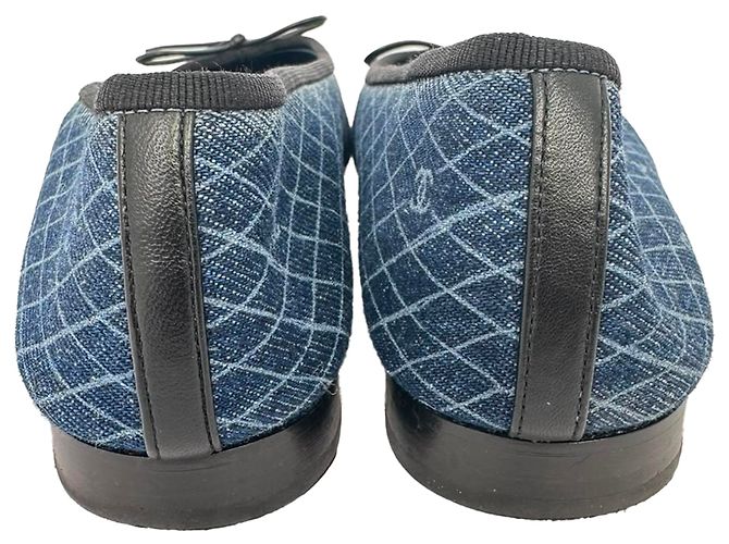Timeless Chanel CC Interlocking Logo gesteppte Ballerinas in Blue Denim Blau - Ansicht 7
