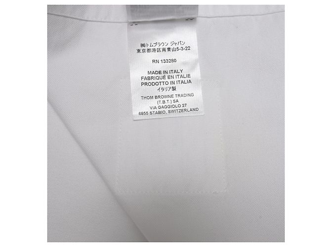 Camisa Oxford de algodón blanco con brazalete y corte cropped de cuello redondo de Thom Browne - vista 10