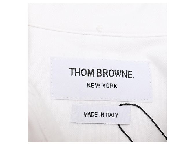 Camisa Oxford de algodón blanco con brazalete y corte cropped de cuello redondo de Thom Browne - vista 4