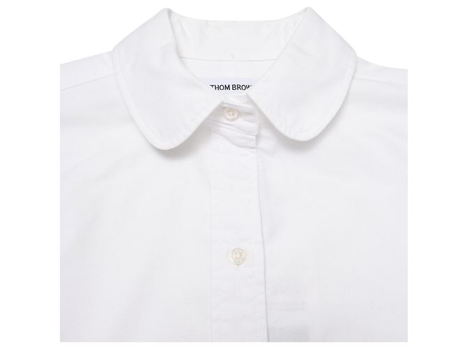 Camisa Oxford de algodón blanco con brazalete y corte cropped de cuello redondo de Thom Browne - vista 5