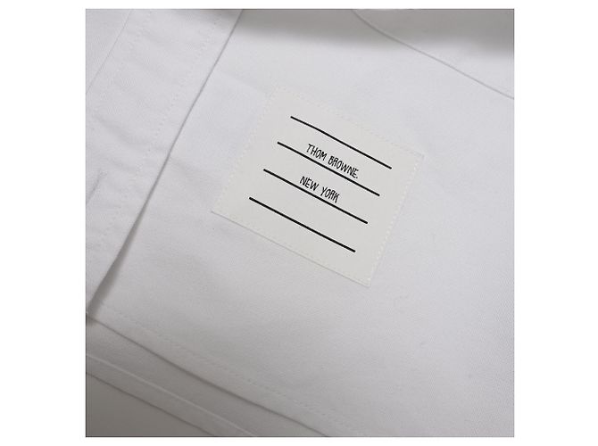 Camisa Oxford de algodón blanco con brazalete y corte cropped de cuello redondo de Thom Browne - vista 6