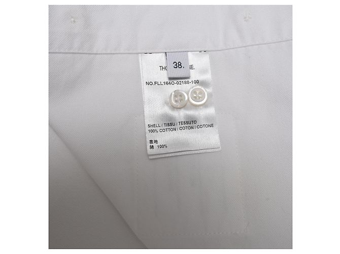 Camisa Oxford de algodón blanco con brazalete y corte cropped de cuello redondo de Thom Browne - vista 7