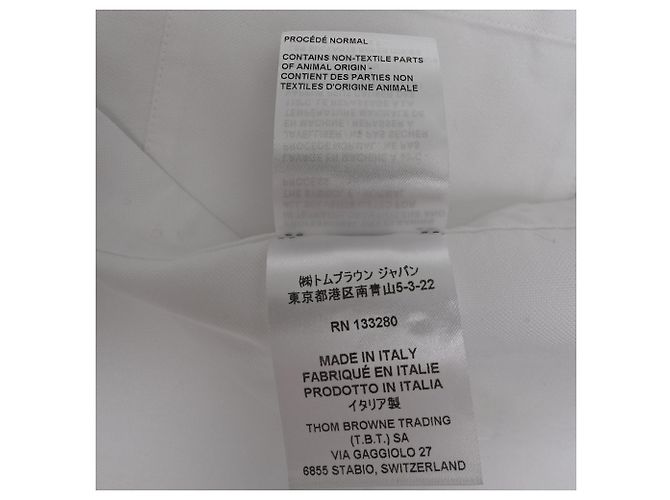 Camisa Oxford de algodón blanco con brazalete y corte cropped de cuello redondo de Thom Browne - vista 9