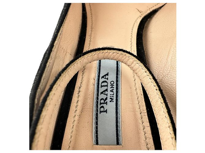 Prada Ankle Strap Platform Pumps in Black Suede - view 11