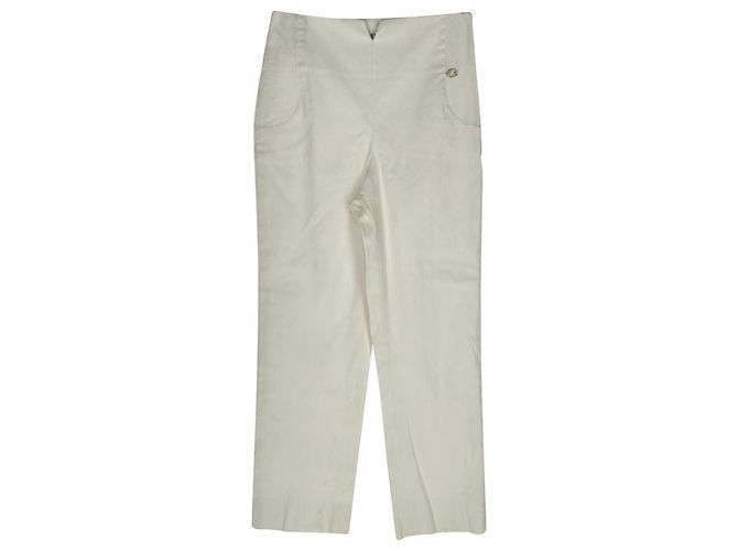 Timeless Pantalones de pierna recta Chanel en algodón marfil Blanco Crudo - vista 2