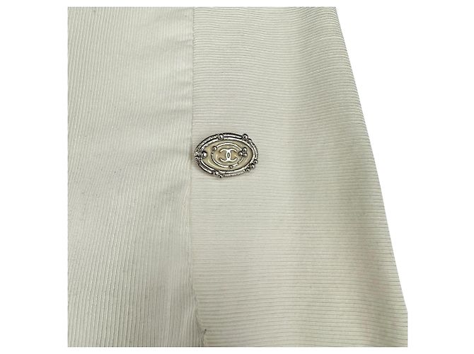 Timeless Pantalones de pierna recta Chanel en algodón marfil Blanco Crudo - vista 3