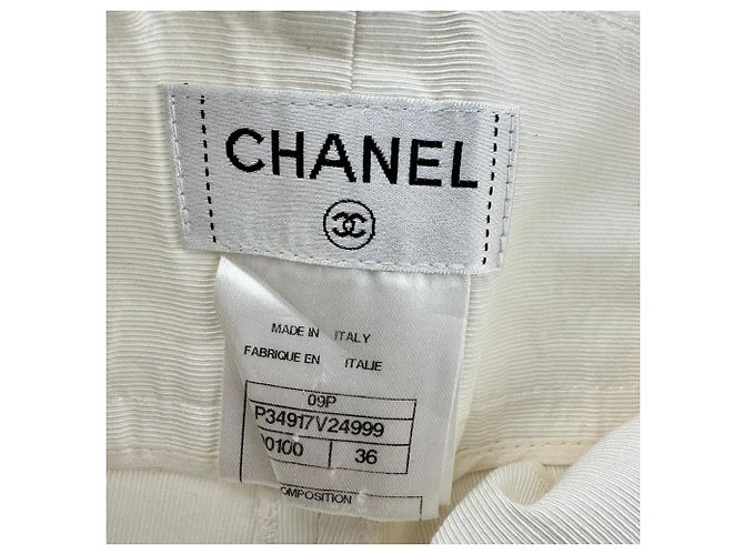 Timeless Pantalones de pierna recta Chanel en algodón marfil Blanco Crudo - vista 4