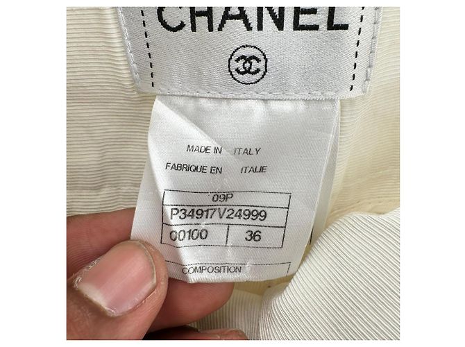 Timeless Pantalones de pierna recta Chanel en algodón marfil Blanco Crudo - vista 5