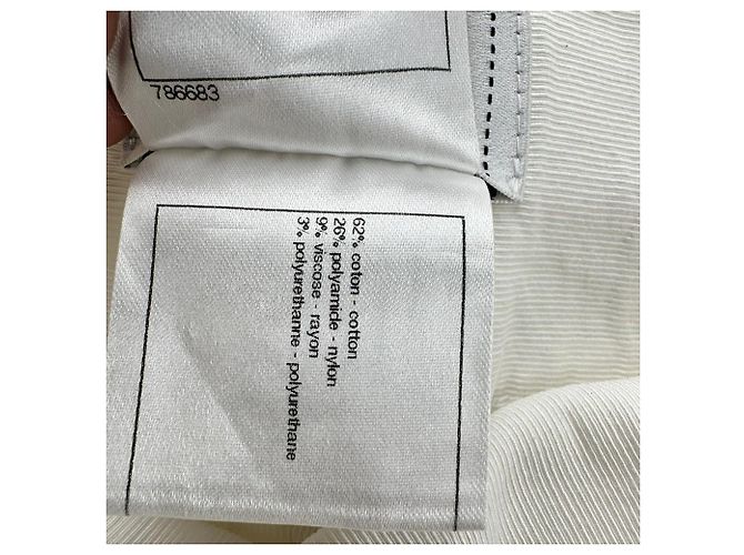 Timeless Pantalones de pierna recta Chanel en algodón marfil Blanco Crudo - vista 7