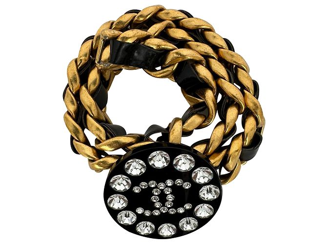Timeless Cintura a catena Chanel 1995 CC con strass e pelle nera Nero - vista 5