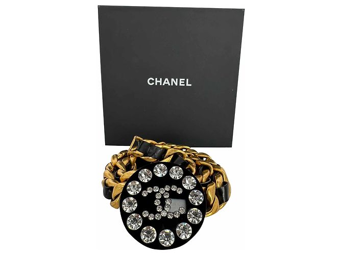 Timeless Cintura a catena Chanel 1995 CC con strass e pelle nera Nero - vista 7