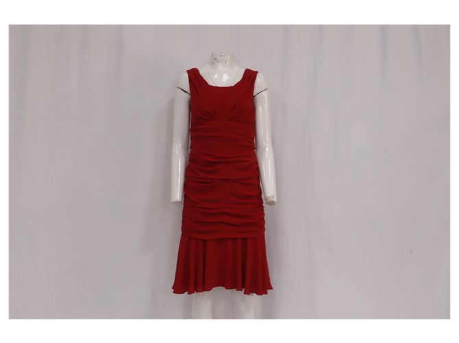 Vestido midi drapeado Dolce & Gabbana en seda roja - vista 12
