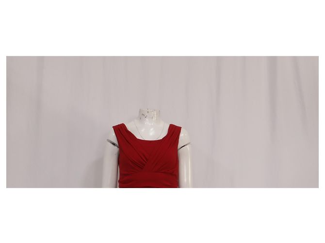 Vestido midi drapeado Dolce & Gabbana en seda roja - vista 13