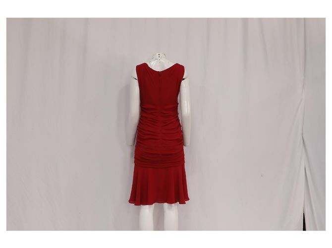 Vestido midi drapeado Dolce & Gabbana en seda roja - vista 14