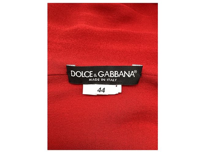 Vestido midi drapeado Dolce & Gabbana en seda roja - vista 17