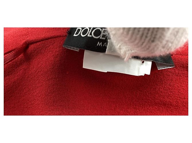 Vestido midi drapeado Dolce & Gabbana en seda roja - vista 18