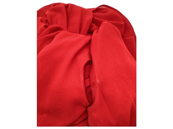 Vestido midi drapeado Dolce & Gabbana en seda roja - vista 19