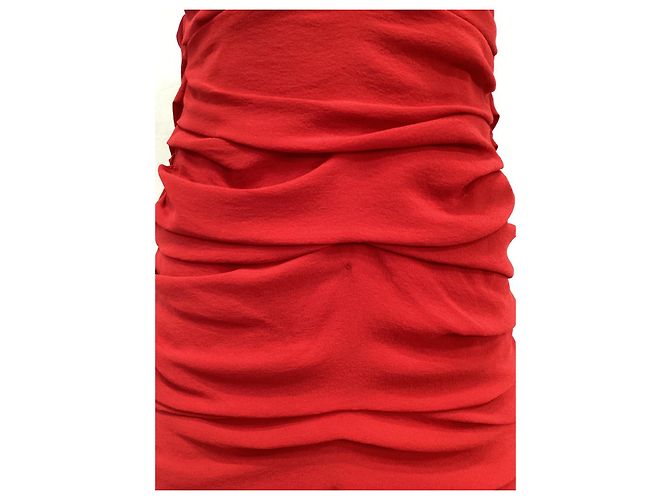 Vestido midi drapeado Dolce & Gabbana en seda roja - vista 20