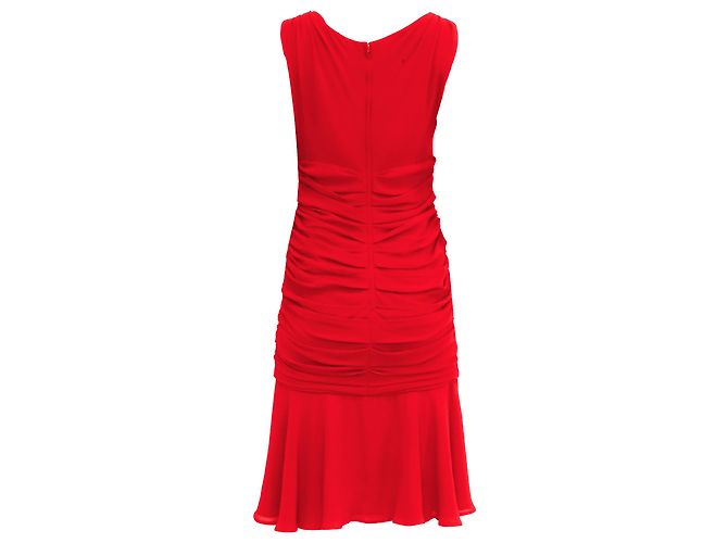 Vestido midi drapeado Dolce & Gabbana en seda roja - vista 3