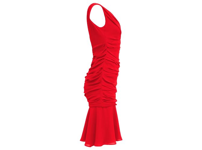 Vestido midi drapeado Dolce & Gabbana en seda roja - vista 4