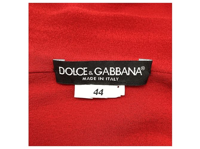Vestido midi drapeado Dolce & Gabbana en seda roja - vista 7
