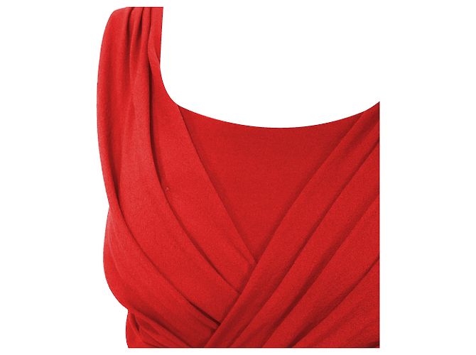 Vestido midi drapeado Dolce & Gabbana en seda roja - vista 8