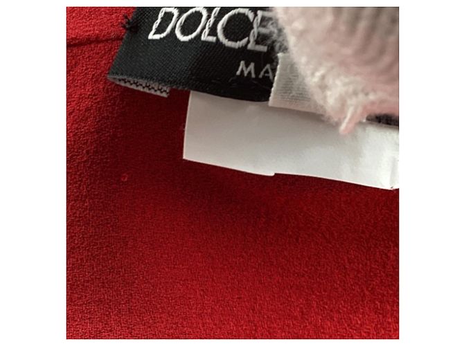 Vestido midi drapeado Dolce & Gabbana en seda roja - vista 9