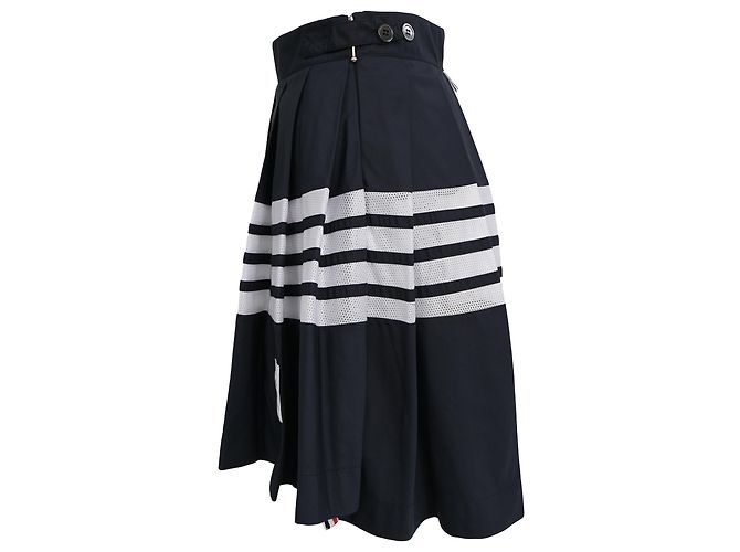 Minifalda plisada Thom Browne de 4 rayas en poliamida negra Negro - vista 11