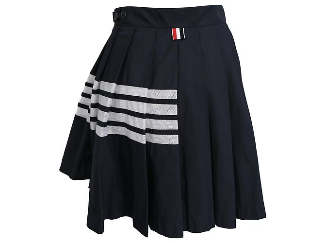 Minifalda plisada Thom Browne de 4 rayas en poliamida negra Negro - vista 12