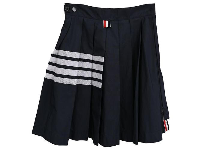 Minifalda plisada Thom Browne de 4 rayas en poliamida negra Negro - vista 3
