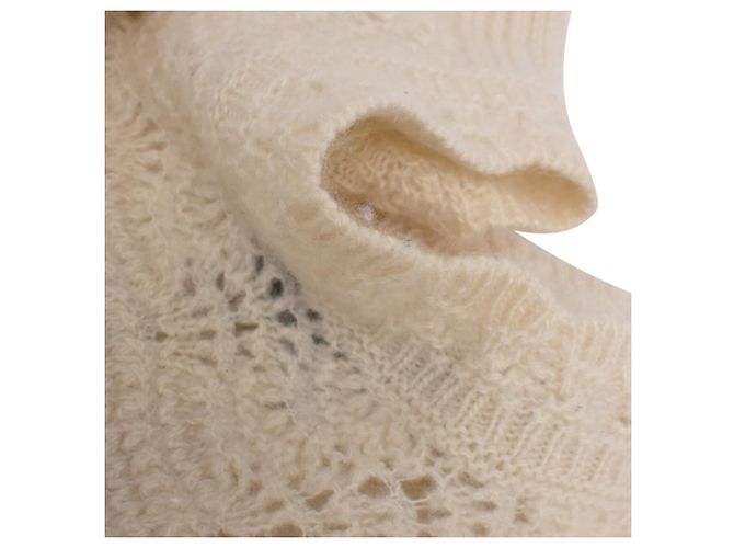 Suéter de punto con efecto encaje Loro Piana en cachemir crema Blanco Crudo - vista 10