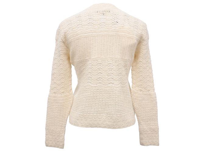 Suéter de punto con efecto encaje Loro Piana en cachemir crema Blanco Crudo - vista 3