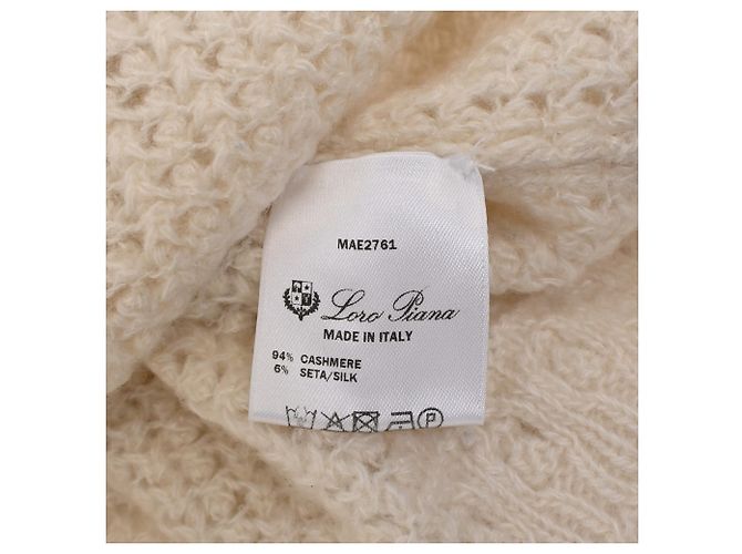 Suéter de punto con efecto encaje Loro Piana en cachemir crema Blanco Crudo - vista 6