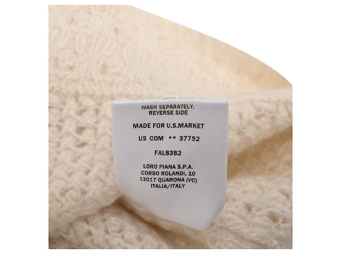 Suéter de punto con efecto encaje Loro Piana en cachemir crema Blanco Crudo - vista 7