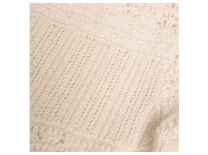 Suéter de punto con efecto encaje Loro Piana en cachemir crema Blanco Crudo - vista 8