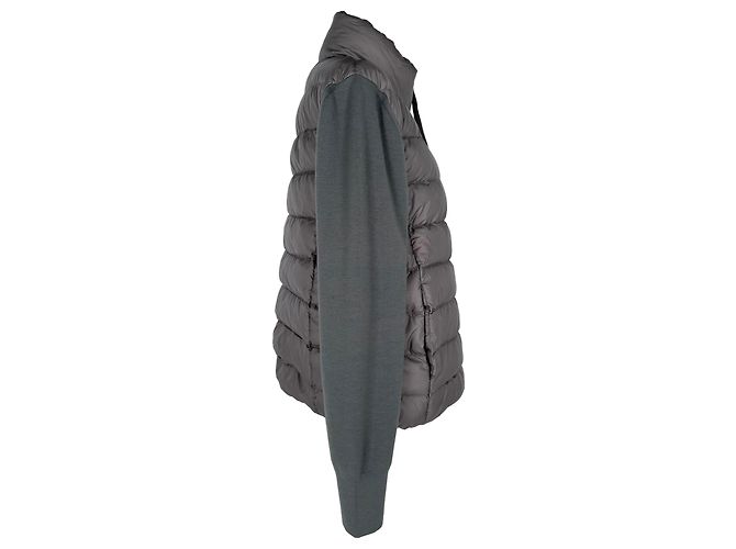 Moncler Steppstrickjacke mit Reißverschluss aus Polyamid in Grau - Ansicht 2