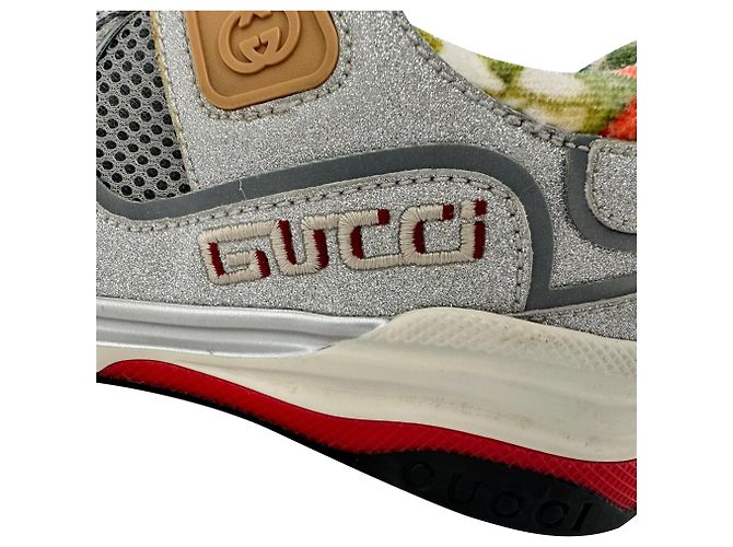 Sneakers Gucci Ultrapace Low Top in glitter argento - vista 10