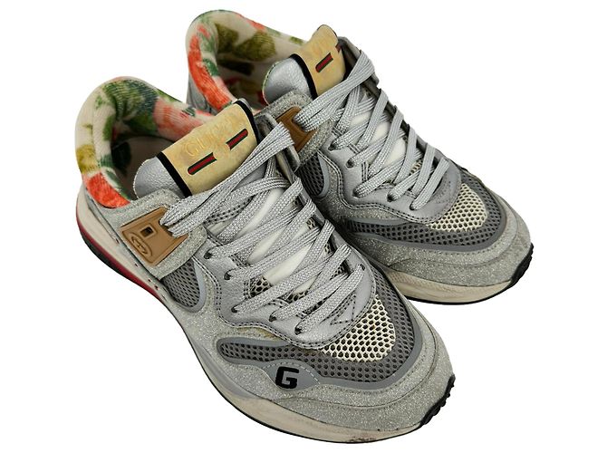 Sneakers Gucci Ultrapace Low Top in glitter argento - vista 5