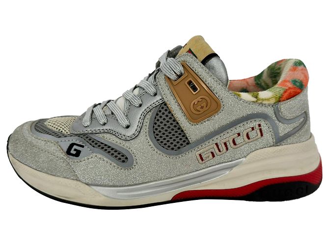 Sneakers Gucci Ultrapace Low Top in glitter argento - vista 8