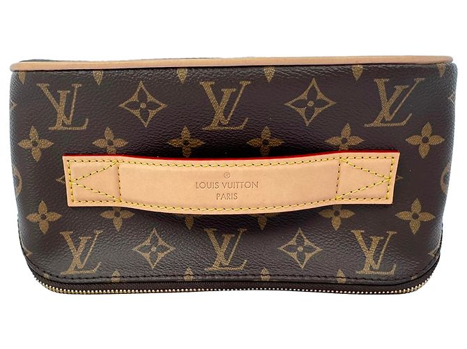 Beauty case Louis Vuitton in Toile Monogram e Pelle Marrone - vista 3