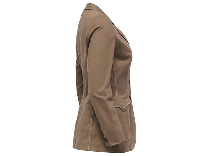 Blazer de traje Prada en algodón marrón Castaño - vista 3