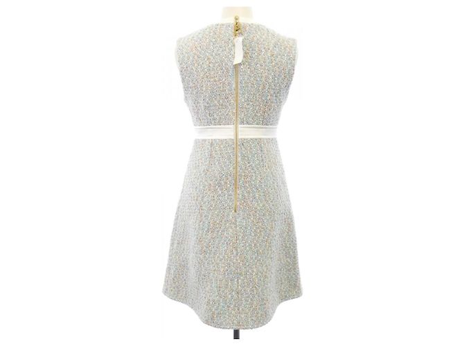 Louis Vuitton Stardust Lurex Tweed A-Linien-Kleid Weiß Blau Orange - Ansicht 2