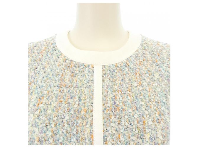 Louis Vuitton Stardust Lurex Tweed A-Linien-Kleid Weiß Blau Orange - Ansicht 5