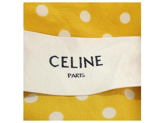 Céline Abito in seta Celine 2R47B966H Bianco Giallo - vista 4