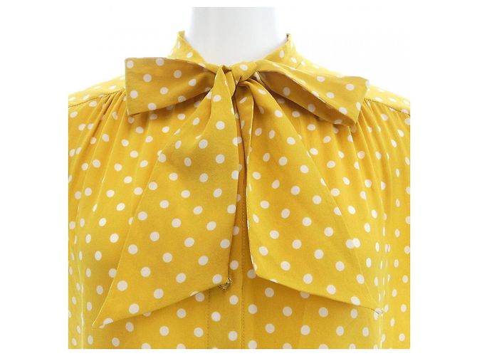 Céline Abito in seta Celine 2R47B966H Bianco Giallo - vista 5