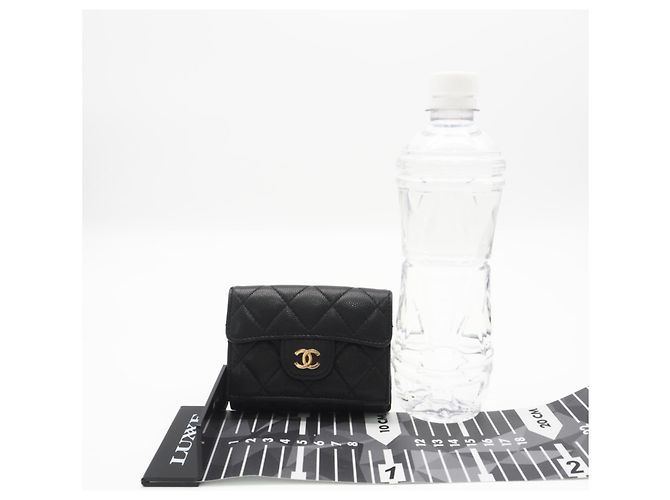 Timeless Cartera tríptico de piel de becerro granulado negro Chanel - vista 3